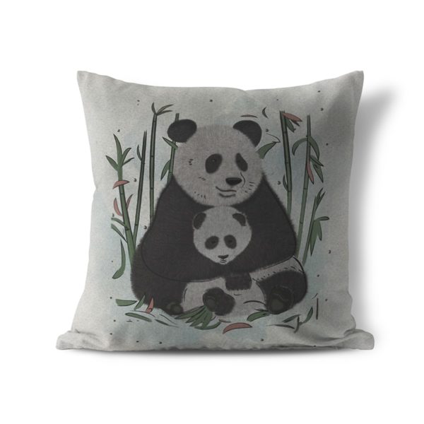 Panda mama pillow cover