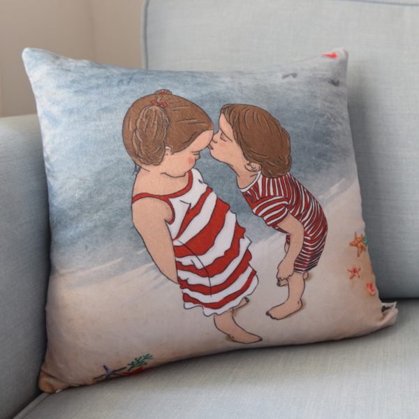 A day at the beach throw pillow