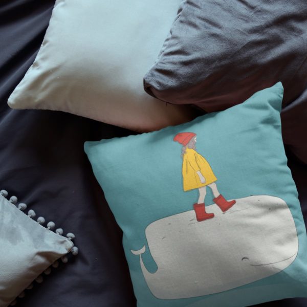 Whale throw pillow