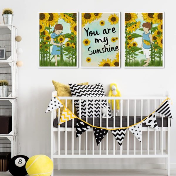Sunflower Set of Three Nursery Wall Art
