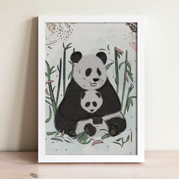 Panda mama print- Nursery wall art, Kids room decor