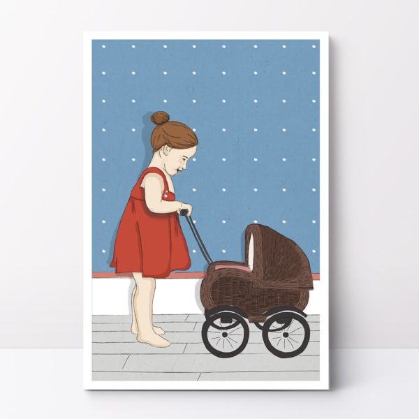 Girl with stroller drawing