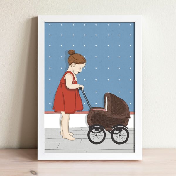 Stroller print- Nursery wall art, Kids room decor