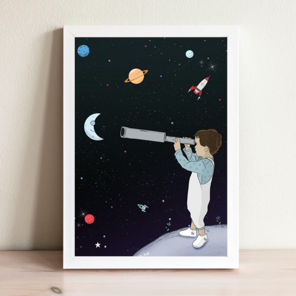 ⁦Love you to the moon and back boys nursery wall art⁩ – תמונה ⁦2⁩