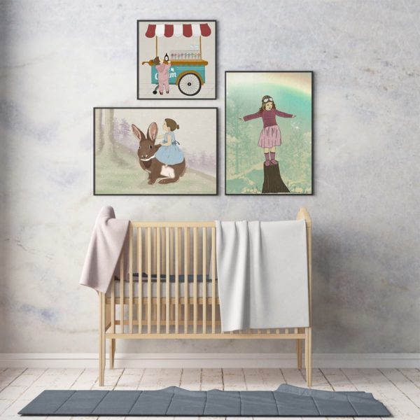 ⁦Rabbit print- Nursery wall art, Kids room decor⁩ – תמונה ⁦5⁩