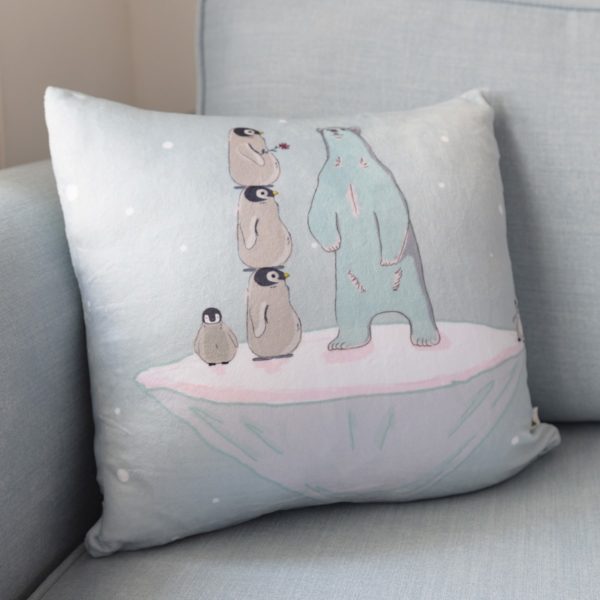 Bear and penguin throw pillow