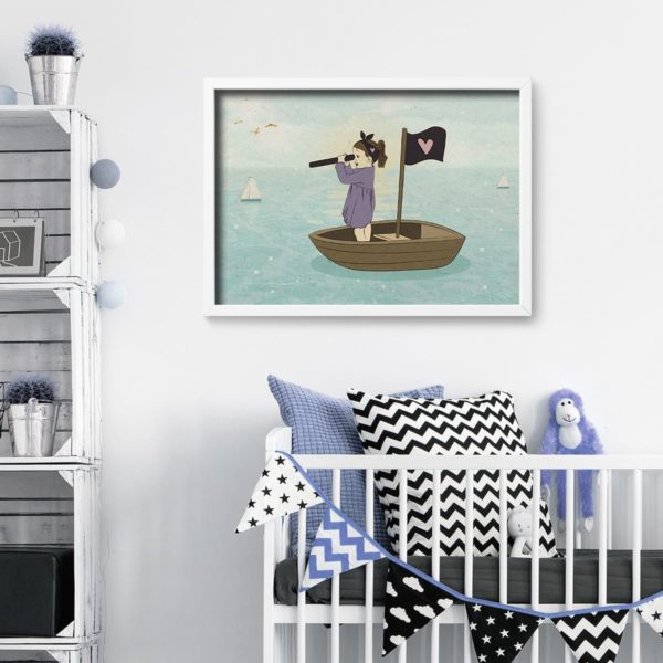 Boo on a boat print- Nursery wall art, Kids room decor