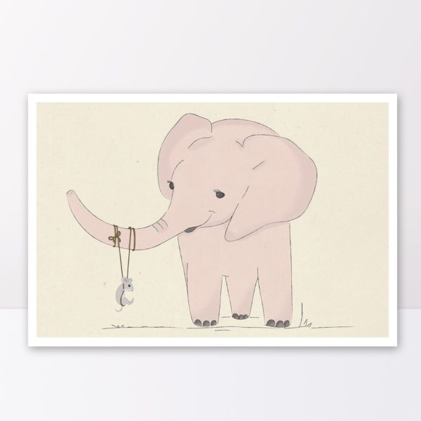 Elephant and mouse print- Nursery wall art, Kids room decor