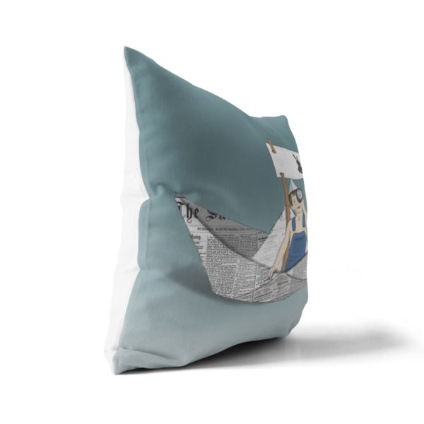 Paper boat pillow cover
