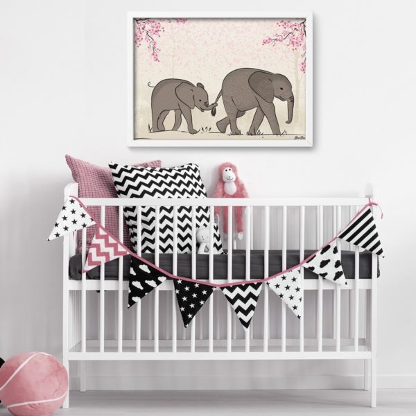 Elephant mama print- Nursery wall art, Kids room decor - Image 3