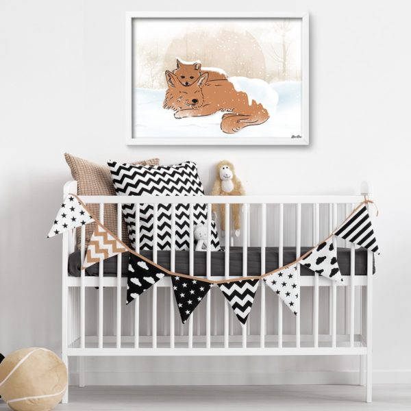 Fox mama print- Nursery wall art, Kids room decor - Image 3