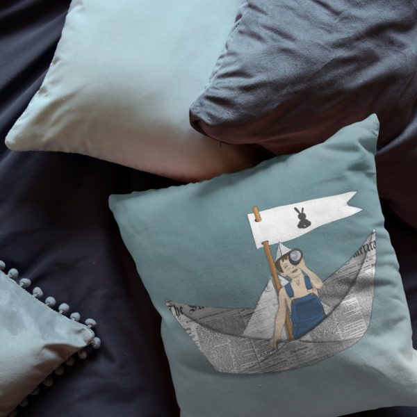 Paper boat throw pillow