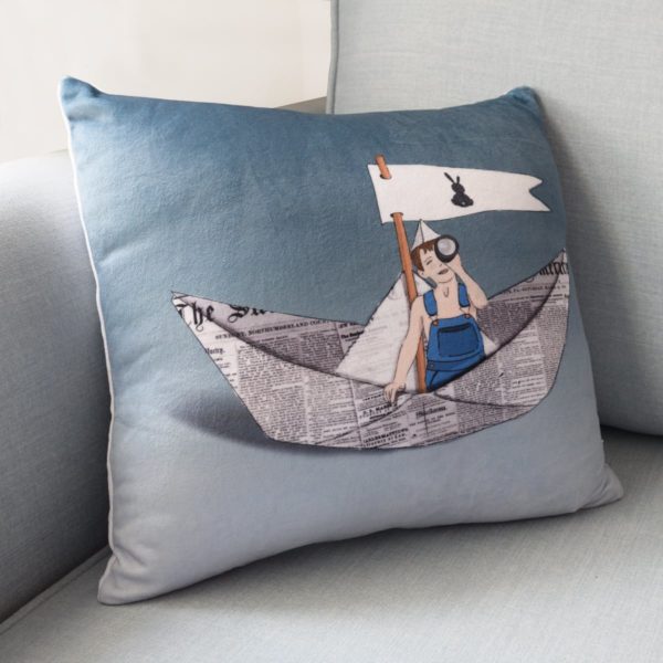 Paper boat throw pillow