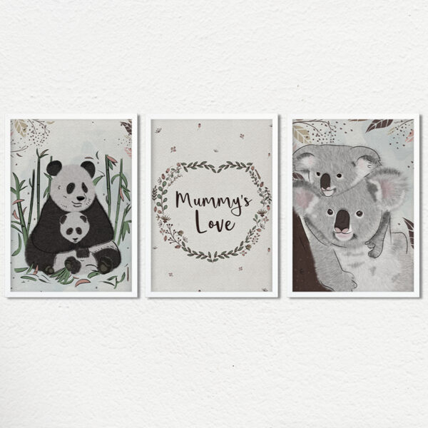 Set of Three mama themed Nursery Wall Art