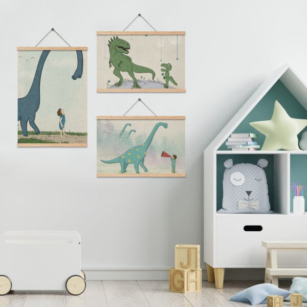 שלישית תמונות לעיצוב חדרי ילדים – דינוזאורים