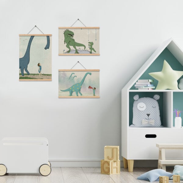 שלישית תמונות לעיצוב חדרי ילדים – דינוזאורים