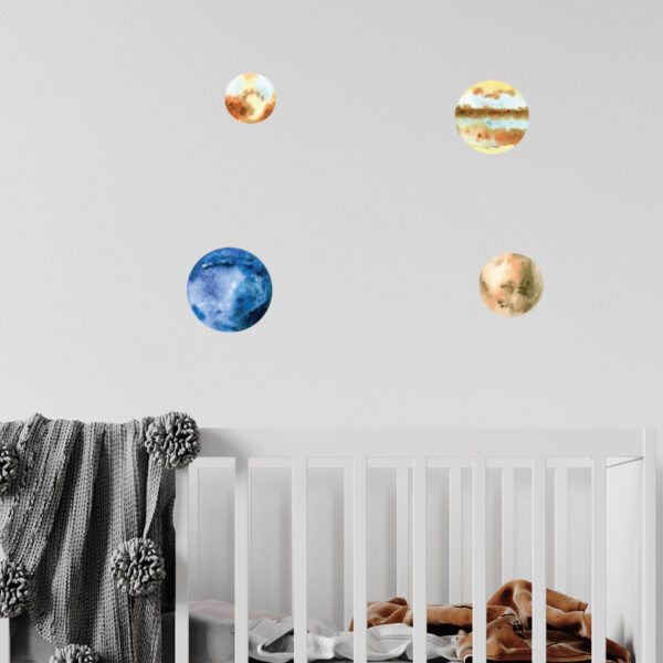 מדבקות קיר לחדרי תינוקות/ילדים- פלנטות חלל
