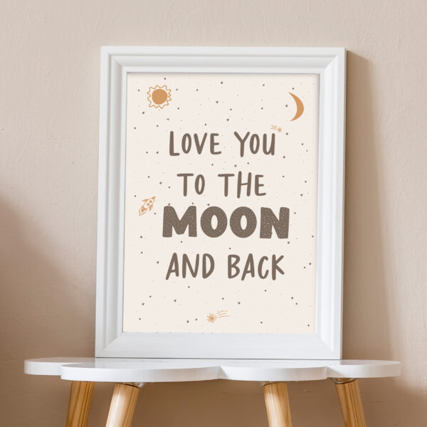 פוסטר משפט השראה לילדים | Love you to the moon and back