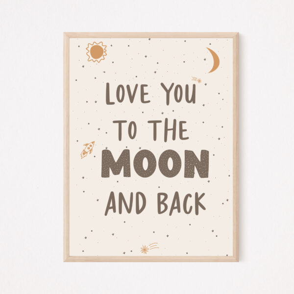 פוסטר משפט השראה לילדים | Love you to the moon and back