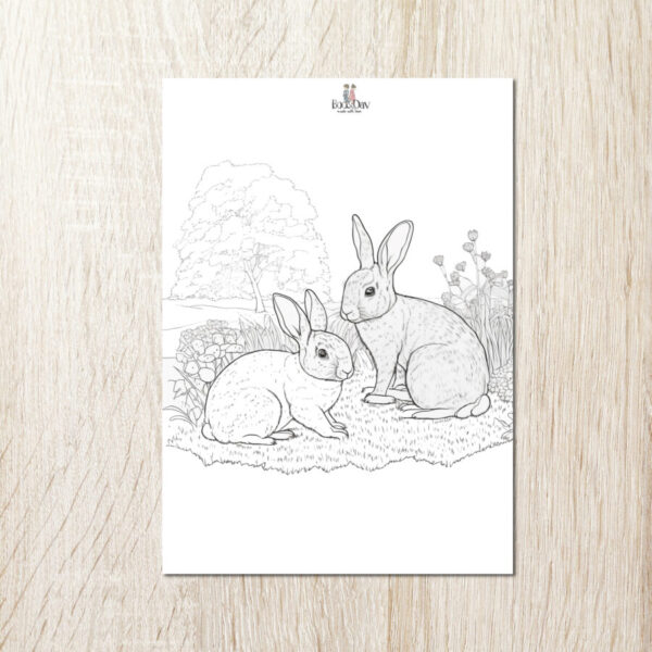 דפי צביעה להדפסה – ארנבים ביער
